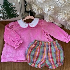 Beaufort bonnet pink velvet diaper set